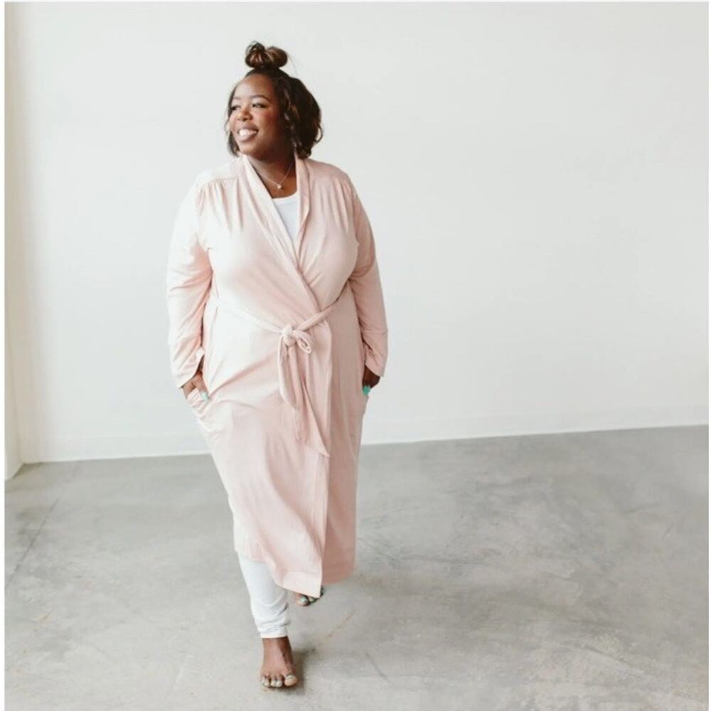 Goumi Mom Robe Size XL/XXL Viscose Bamboo Organic Cotton Oversized Blush‎ Rose - Picture 2 of 11